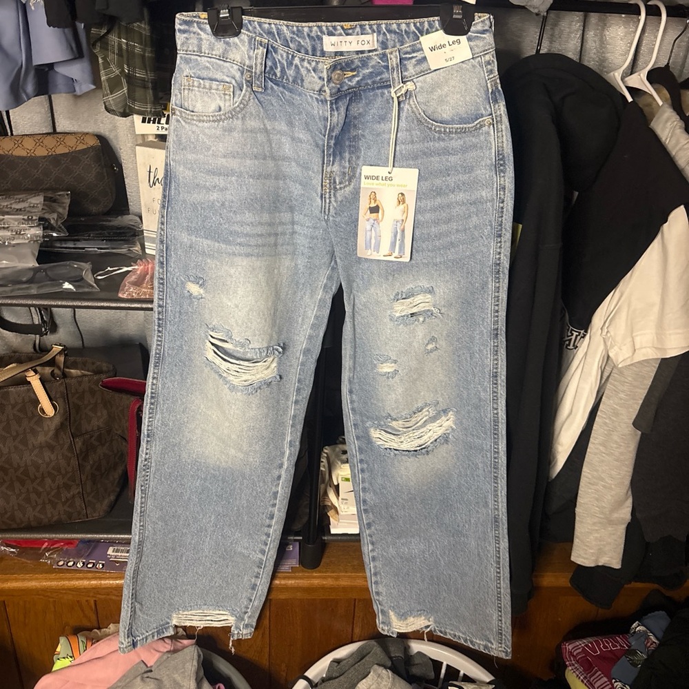 Kitty You Women's Light Blue Wide Leg Jeans